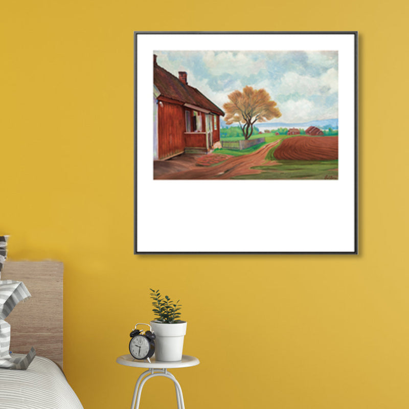 Stunning Flatland View Canvas House Interior Scenery Wall Art Print in Soft Color Red Clearhalo 'Art Gallery' 'Canvas Art' 'Country Art Gallery' 'French Country' 'Rustic' Arts' 1861245
