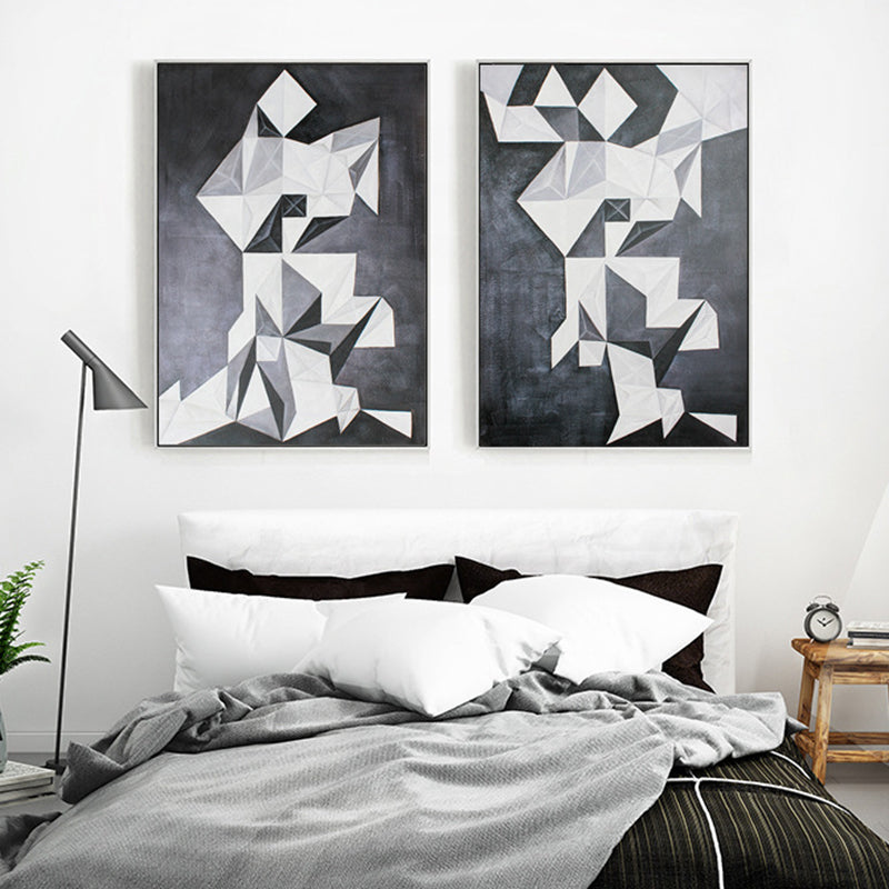Geometrical Origami Art Print Vintage Canvas Wall Decor in Grey for Girls Bedroom Clearhalo 'Arts' 'Canvas Art' 1861271