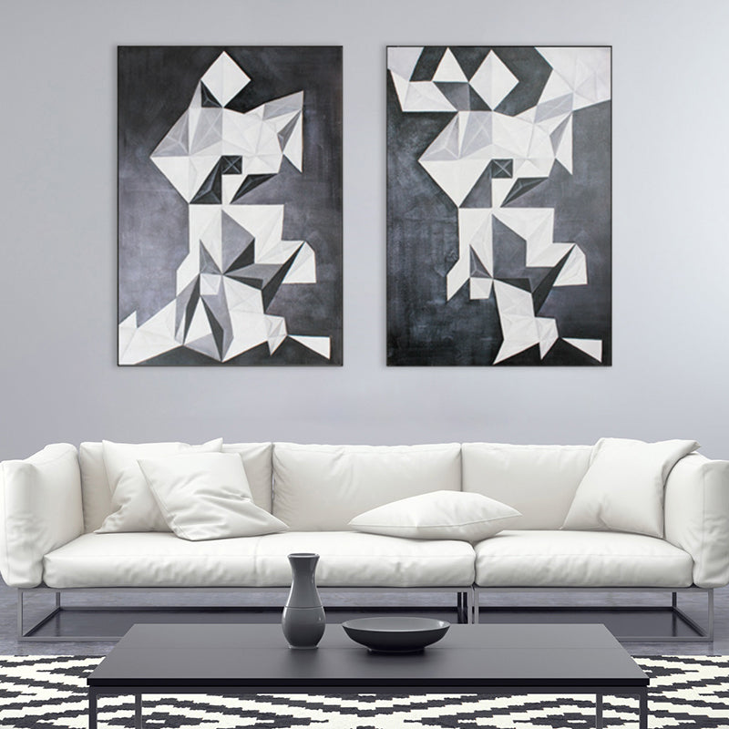 幾何学的な折り紙アートプリントビンテージキャンバスの壁の装飾灰色の女の子の寝室