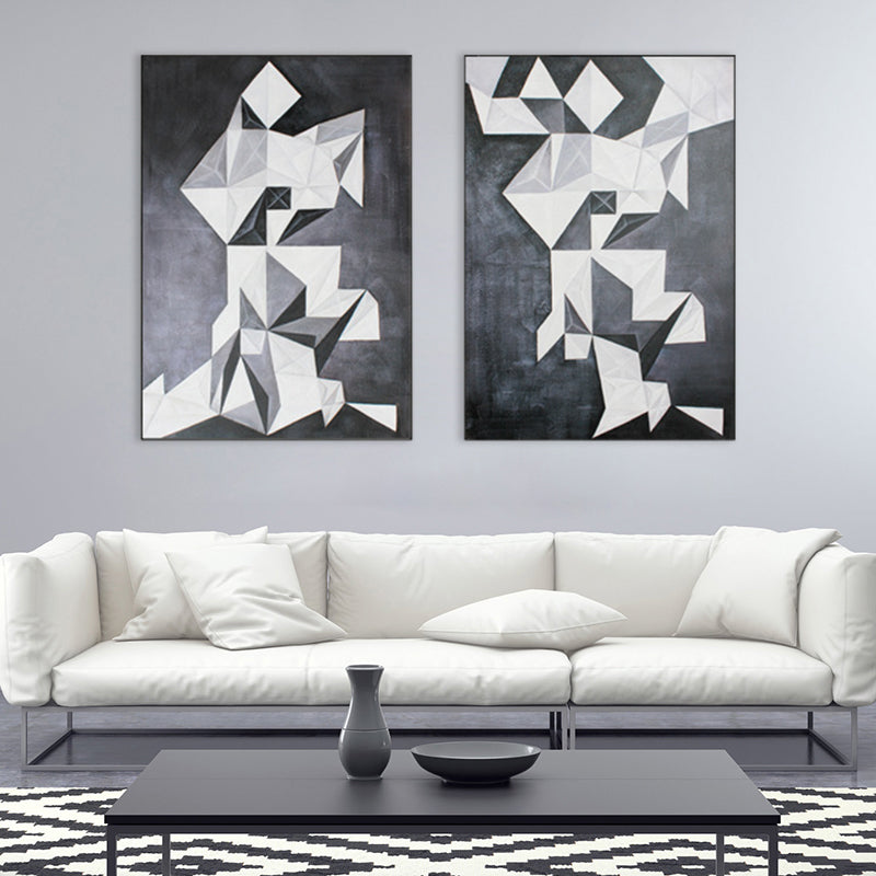 Geometrical Origami Art Print Vintage Canvas Wall Decor in Grey for Girls Bedroom Clearhalo 'Arts' 'Canvas Art' 1861272