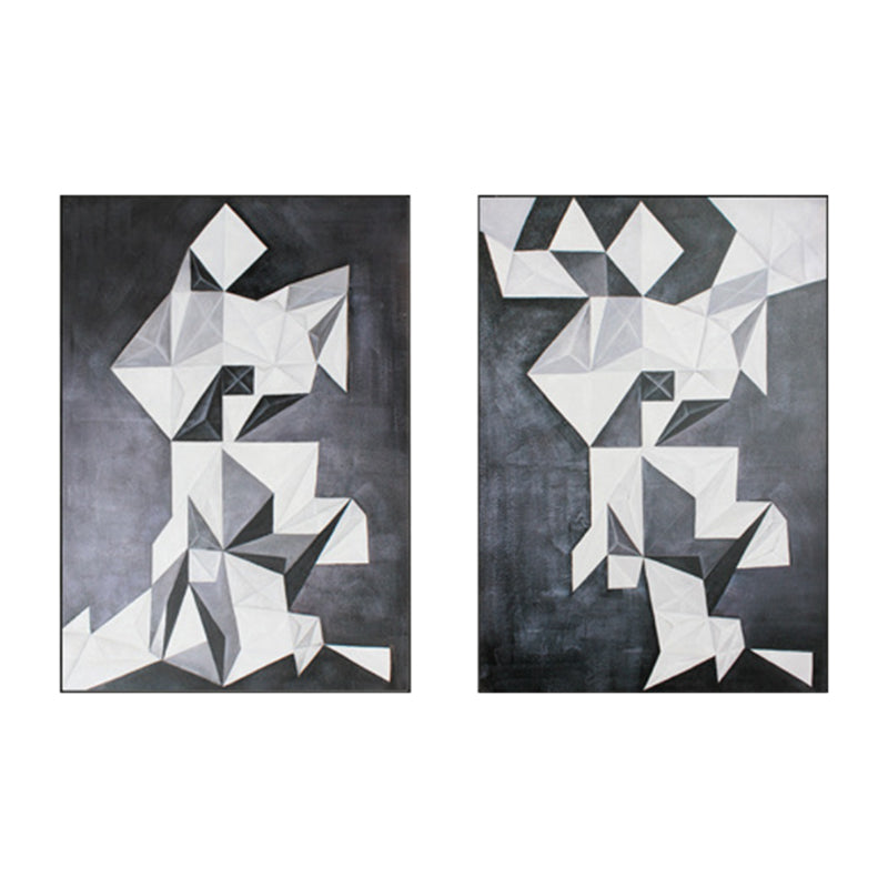 Geometrical Origami Art Print Vintage Canvas Wall Decor in Grey for Girls Bedroom Clearhalo 'Arts' 'Canvas Art' 1861273