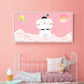 Cartoon Animal Canvas Print Pastel Color Fairy Tale Wall Art Decor for Nursery School White Clearhalo 'Art Gallery' 'Canvas Art' 'Kids' Arts' 1861283