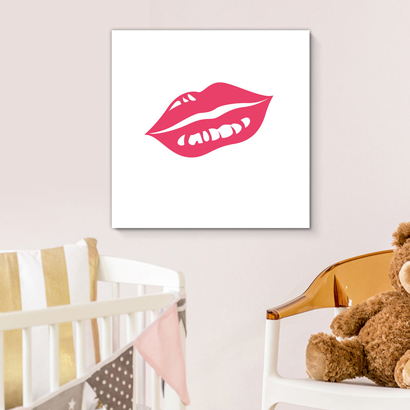 Mode Girl's Lip Wrapped Canvas Textured Pop Art Style Slaapkamer schilderen in lichte kleur