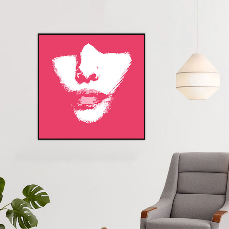 Mode Girl's Lip Wrapped Canvas Textured Pop Art Style Slaapkamer schilderen in lichte kleur