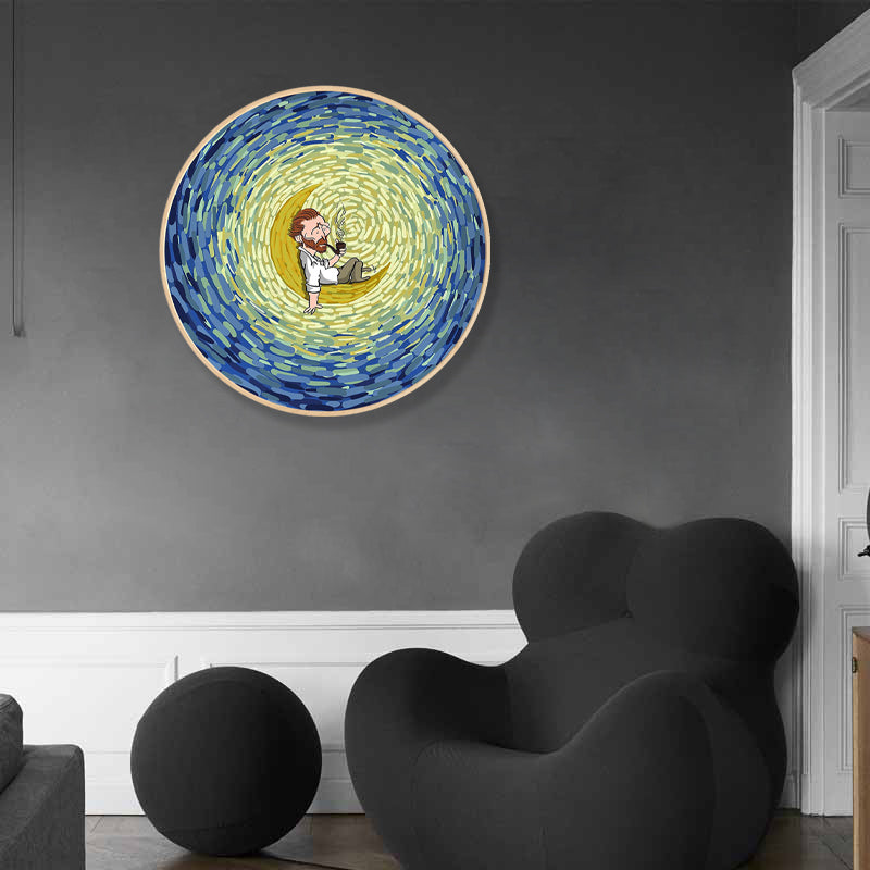 Outer Space Canvas Print Pop Art Style Universe Scene Wall Decor in Light Color, Multiple Sizes