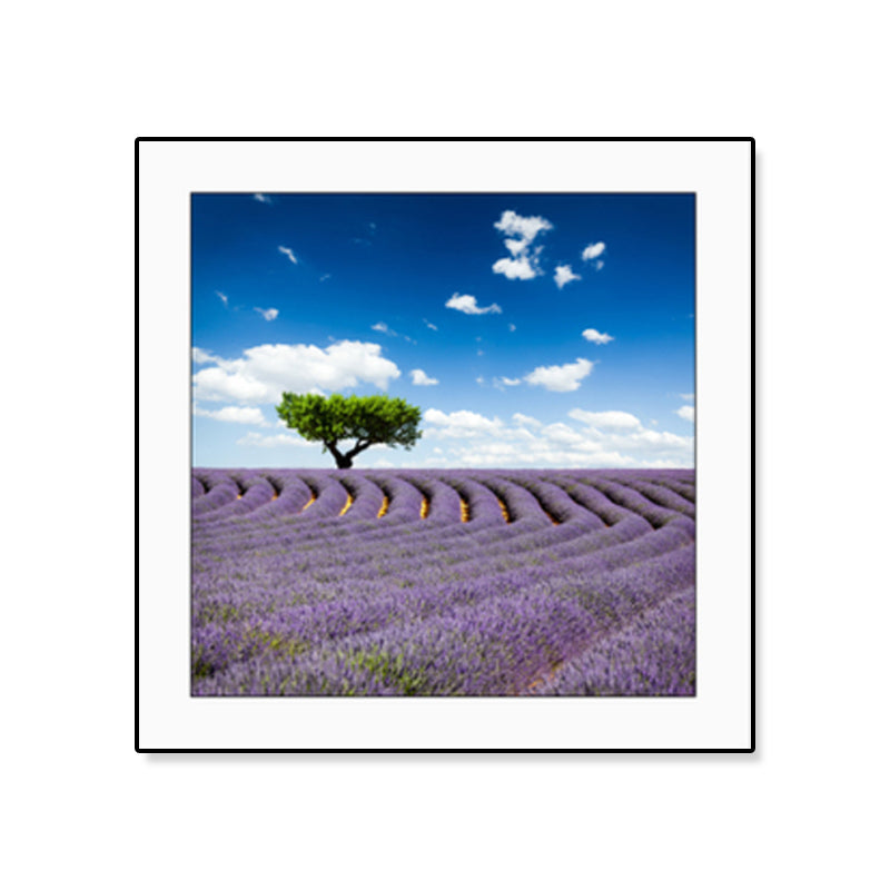 Farmhouse Lavender Landscape Painting Dark Color Living Room Wall Art Print, Textured Clearhalo 'Art Gallery' 'Canvas Art' 'Country Art Gallery' 'French Country' 'Rustic' Arts' 1861412