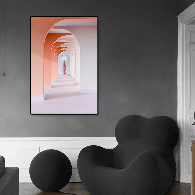 Architecture Hallway Wall Art Decor Modern Textured Canvas Print in Pastel Color Clearhalo 'Art Gallery' 'Canvas Art' 'Contemporary Art Gallery' 'Modern' Arts' 1861451
