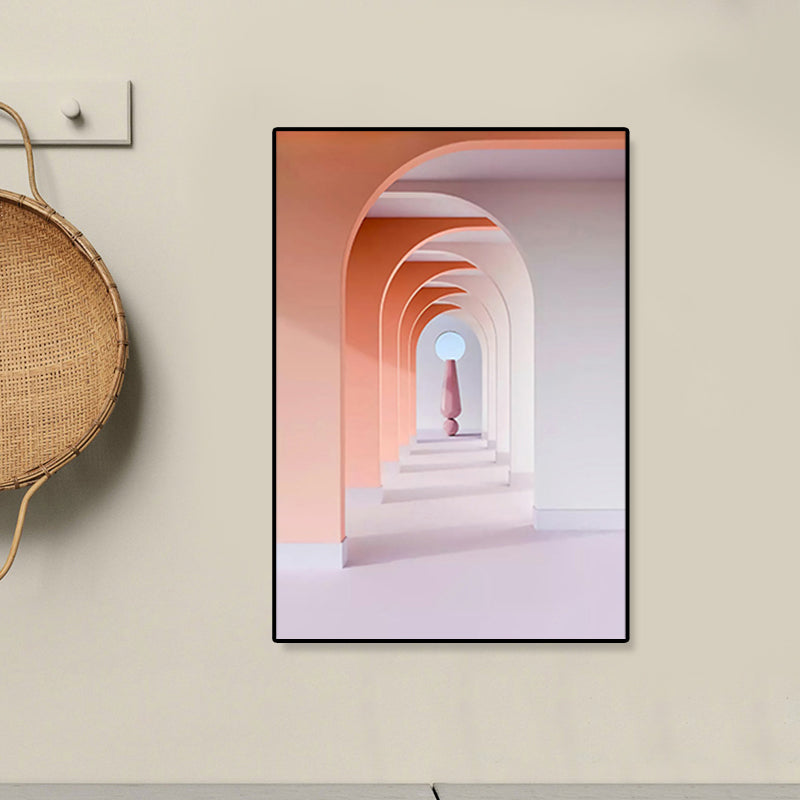 Architecture Hallway Wall Art Decor Modern Textured Canvas Print in Pastel Color Clearhalo 'Art Gallery' 'Canvas Art' 'Contemporary Art Gallery' 'Modern' Arts' 1861452