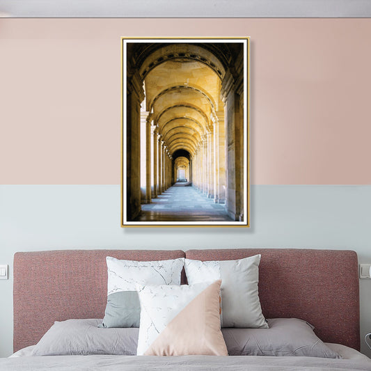 Architecture Hallway Wall Art Decor Modern Textured Canvas Print in Pastel Color Yellow Clearhalo 'Art Gallery' 'Canvas Art' 'Contemporary Art Gallery' 'Modern' Arts' 1861454