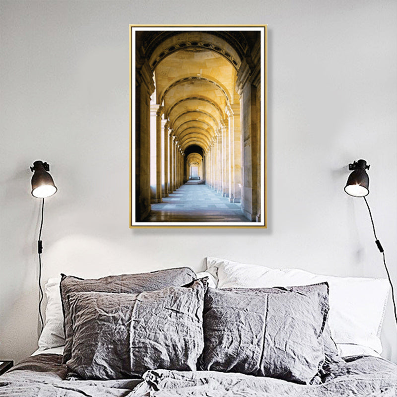 Architecture Hallway Wall Art Decor Modern Textured Canvas Print in Pastel Color Clearhalo 'Art Gallery' 'Canvas Art' 'Contemporary Art Gallery' 'Modern' Arts' 1861455
