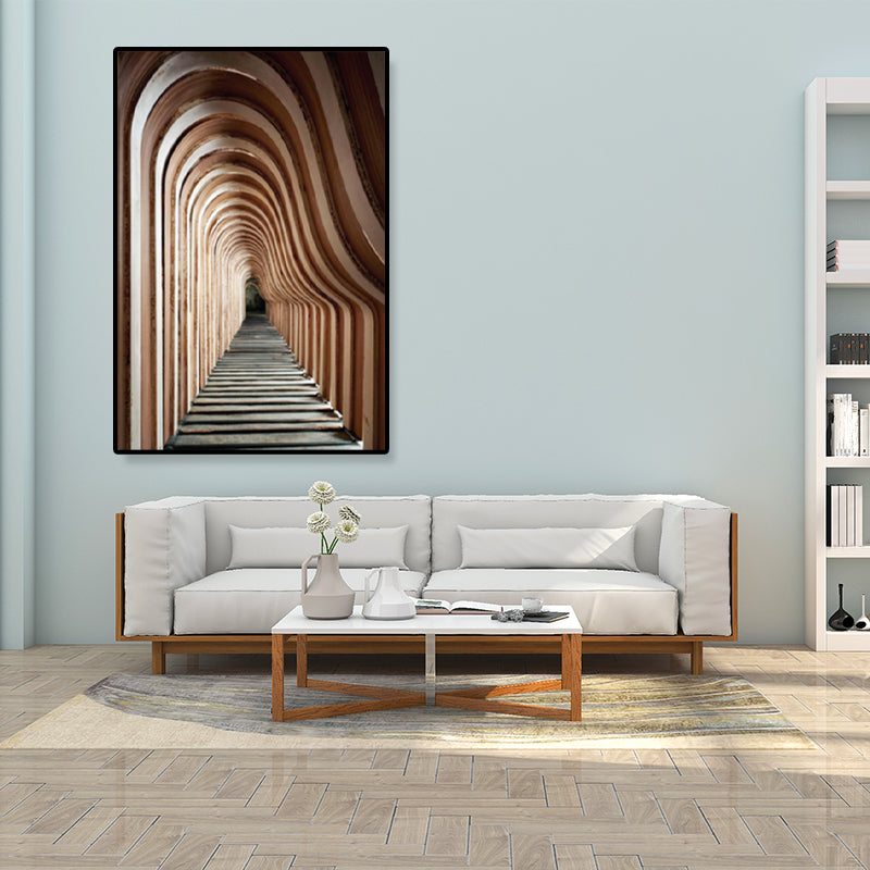 Architecture Hallway Wall Art Decor Modern Textured Canvas Print in Pastel Color Clearhalo 'Art Gallery' 'Canvas Art' 'Contemporary Art Gallery' 'Modern' Arts' 1861459