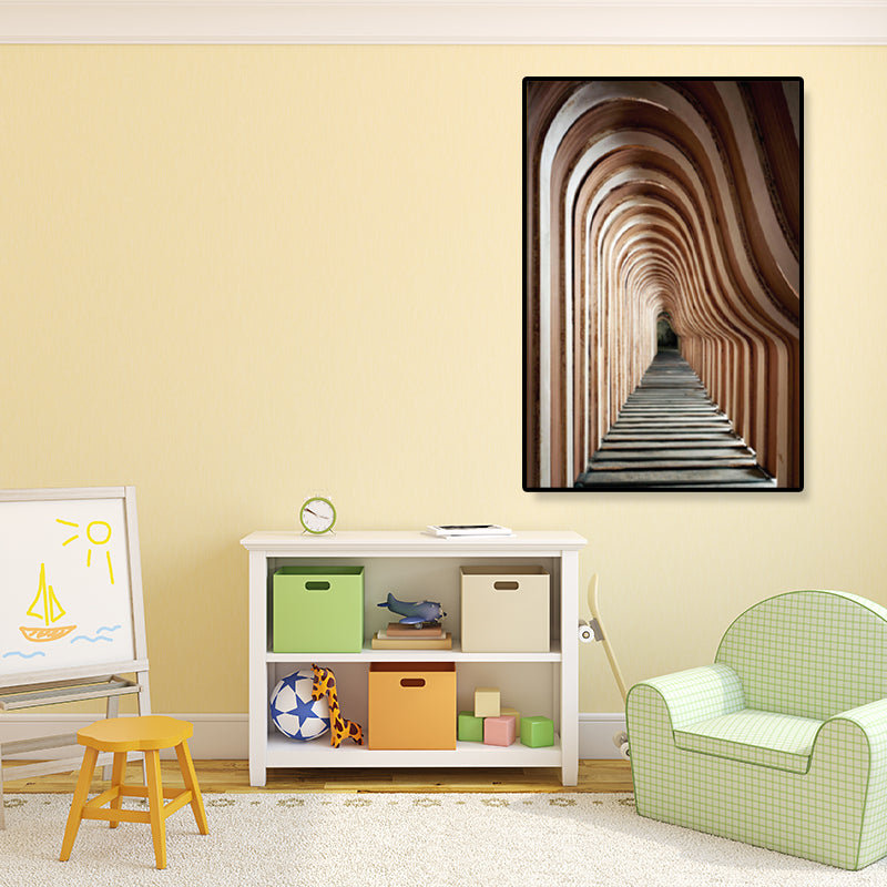 Architecture Hallway Wall Art Decor Modern Textured Canvas Print in Pastel Color Clearhalo 'Art Gallery' 'Canvas Art' 'Contemporary Art Gallery' 'Modern' Arts' 1861460