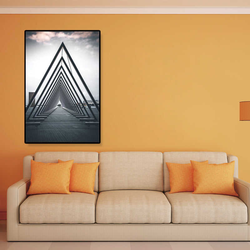Architecture Hallway Wall Art Decor Modern Textured Canvas Print in Pastel Color Clearhalo 'Art Gallery' 'Canvas Art' 'Contemporary Art Gallery' 'Modern' Arts' 1861464