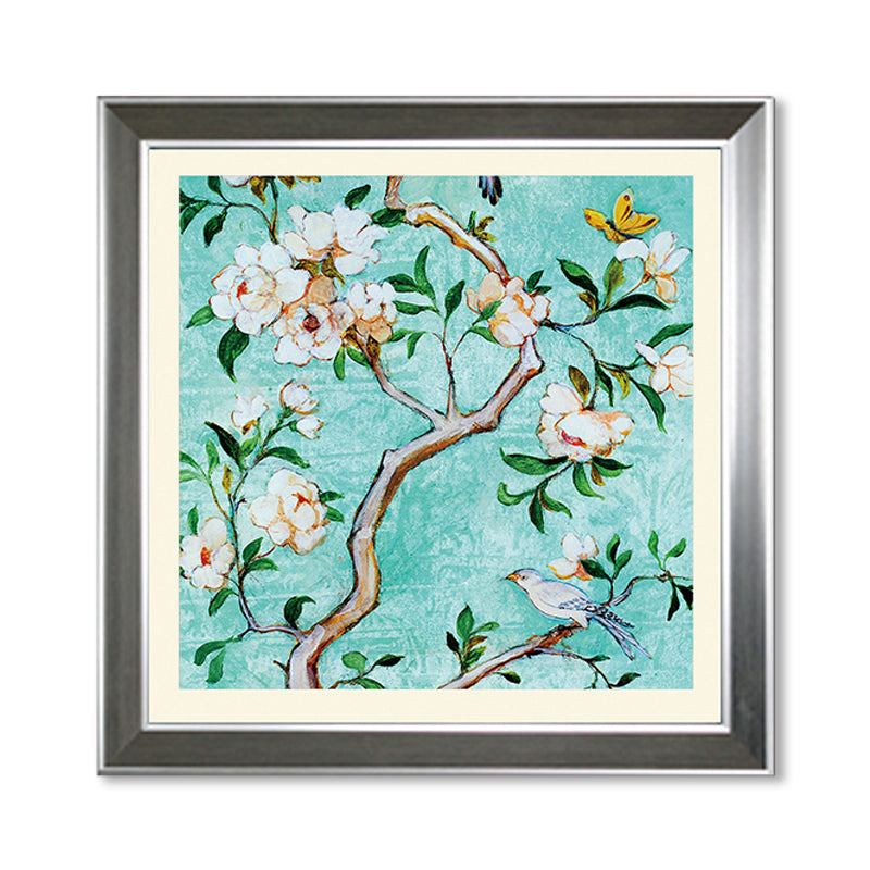 Pastel Color Flower Branch Wall Decor Florentine Rustic Textured Canvas for Drawing Room Clearhalo 'Art Gallery' 'Canvas Art' 'Country Art Gallery' 'French Country' 'Rustic' Arts' 1861484