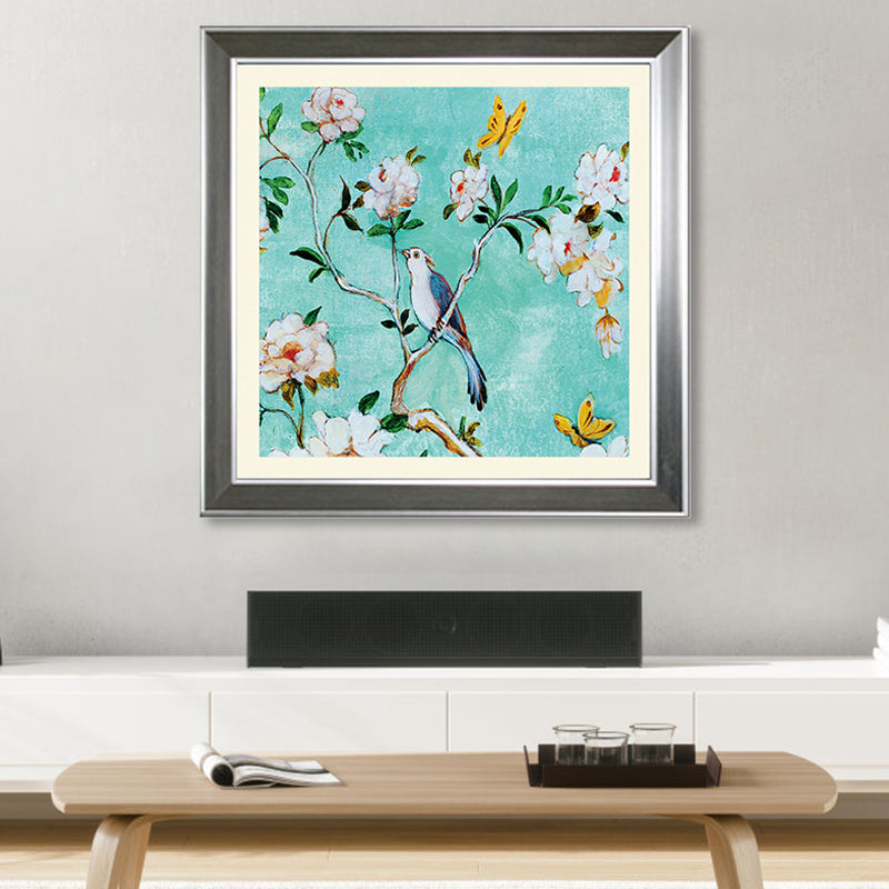 Pastel Color Flower Branch Wall Decor Florentine Rustic Textured Canvas for Drawing Room Clearhalo 'Art Gallery' 'Canvas Art' 'Country Art Gallery' 'French Country' 'Rustic' Arts' 1861487