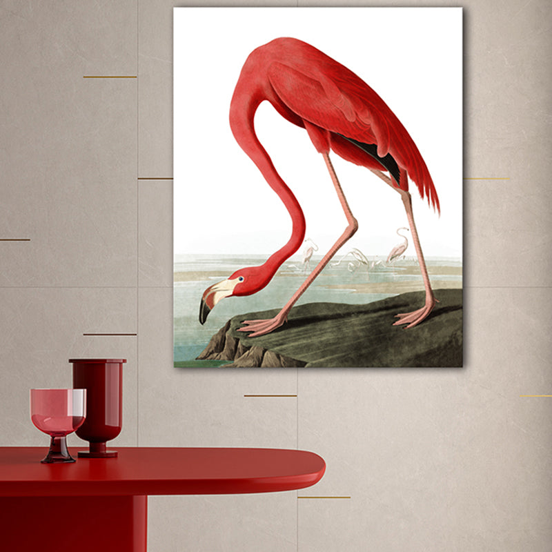 Tropical Flamingo Pattern Canvas Print Textured Pink Wall Decor for House Interior Pink Clearhalo 'Art Gallery' 'Canvas Art' 'Coastal Art Gallery' 'Tropical' Arts' 1861489