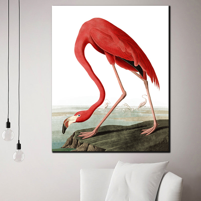 Tropical Flamingo Pattern Canvas Print Textured Pink Wall Decor for House Interior Clearhalo 'Art Gallery' 'Canvas Art' 'Coastal Art Gallery' 'Tropical' Arts' 1861490
