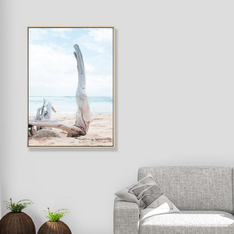 Photo Beach Bare Wood Canvas Art Blue Tropical Wall Decor for Hallway, Optional Sizes Blue Clearhalo 'Art Gallery' 'Canvas Art' 'Coastal Art Gallery' 'Nautical' Arts' 1861607