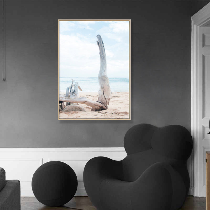 Photo Beach Bare Wood Canvas Art Blue Tropical Wall Decor for Hallway, Optional Sizes Clearhalo 'Art Gallery' 'Canvas Art' 'Coastal Art Gallery' 'Nautical' Arts' 1861608