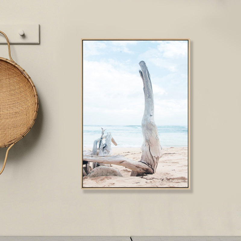Photo Beach Bare Wood Canvas Art Blue Tropical Wall Decor for Hallway, Optional Sizes Clearhalo 'Art Gallery' 'Canvas Art' 'Coastal Art Gallery' 'Nautical' Arts' 1861609