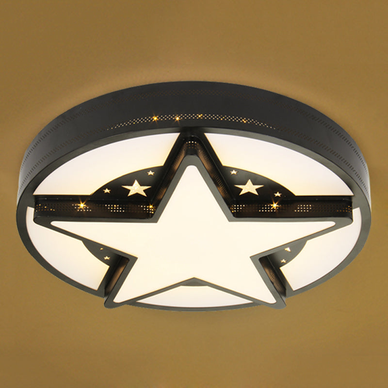 Child Bedroom Round Ceiling Light with Star Acrylic American Style Flush Mount Light Clearhalo 'Ceiling Lights' 'Close To Ceiling Lights' 'Close to ceiling' 'Flush mount' Lighting' 186163