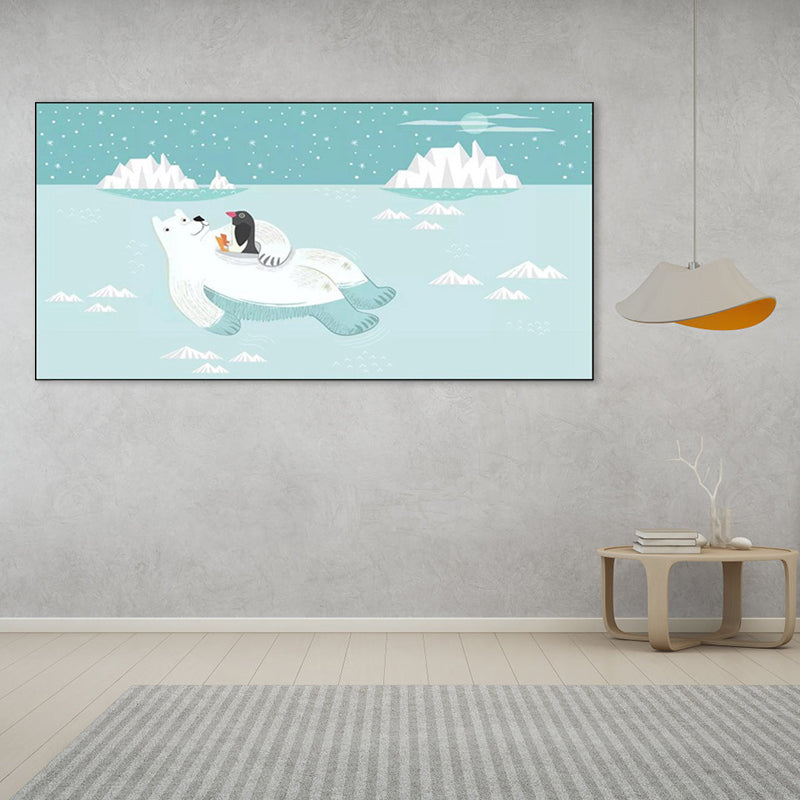 Kids Adventure with Animal Canvas Soft Color Baby Room Wall Art Print, Multiple Sizes Clearhalo 'Art Gallery' 'Canvas Art' 'Kids' Arts' 1861636