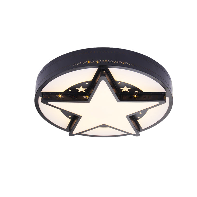 Child Bedroom Round Ceiling Light with Star Acrylic American Style Flush Mount Light Clearhalo 'Ceiling Lights' 'Close To Ceiling Lights' 'Close to ceiling' 'Flush mount' Lighting' 186164