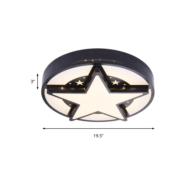 Child Bedroom Round Ceiling Light with Star Acrylic American Style Flush Mount Light Clearhalo 'Ceiling Lights' 'Close To Ceiling Lights' 'Close to ceiling' 'Flush mount' Lighting' 186165