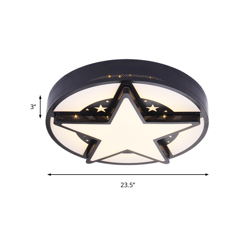 Child Bedroom Round Ceiling Light with Star Acrylic American Style Flush Mount Light Clearhalo 'Ceiling Lights' 'Close To Ceiling Lights' 'Close to ceiling' 'Flush mount' Lighting' 186166