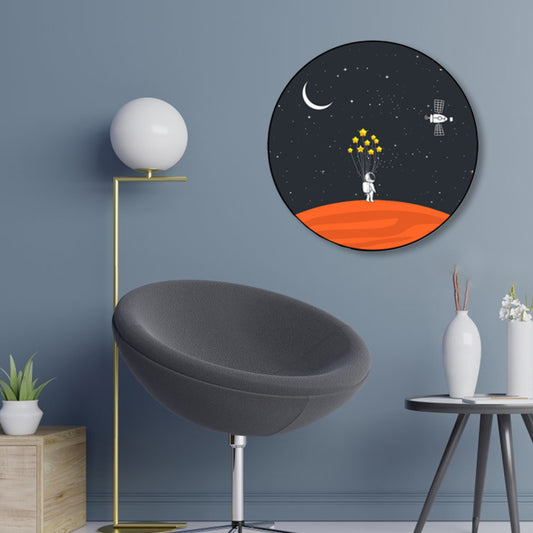 Astronaut and Moon Wall Art Decor Living Room Universe Canvas Print in Pastel Color Orange Clearhalo 'Art Gallery' 'Canvas Art' 'Kids' Arts' 1861677