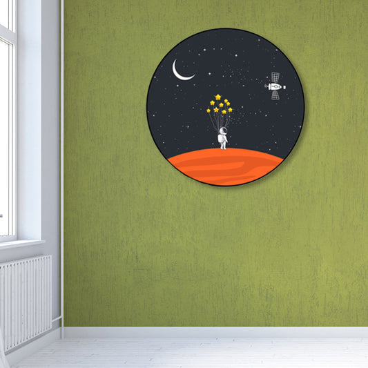 Astronaut and Moon Wall Art Decor Living Room Universe Canvas Print in Pastel Color Clearhalo 'Art Gallery' 'Canvas Art' 'Kids' Arts' 1861679