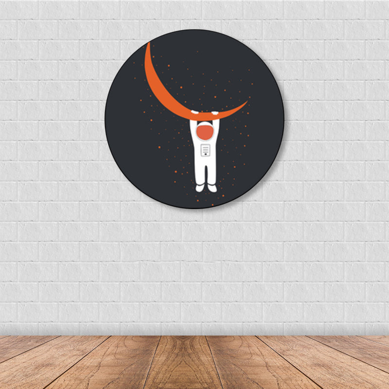 Astronaut and Moon Wall Art Decor Living Room Universe Canvas Print in Pastel Color Black Clearhalo 'Art Gallery' 'Canvas Art' 'Kids' Arts' 1861684