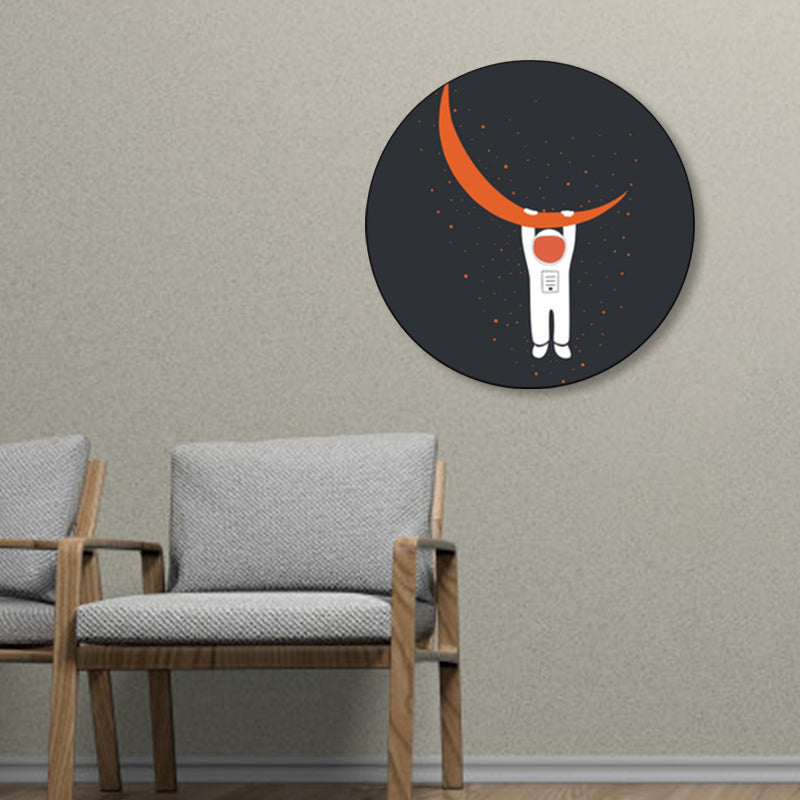 Astronaut and Moon Wall Art Decor Living Room Universe Canvas Print in Pastel Color Clearhalo 'Art Gallery' 'Canvas Art' 'Kids' Arts' 1861685