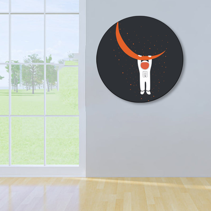 Astronaut and Moon Wall Art Decor Living Room Universe Canvas Print in Pastel Color Clearhalo 'Art Gallery' 'Canvas Art' 'Kids' Arts' 1861686