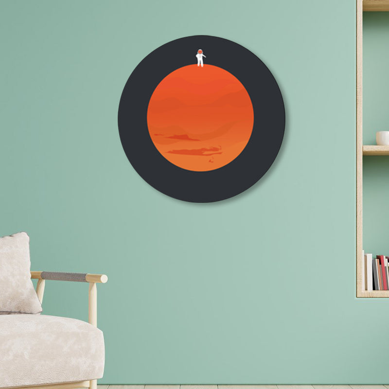 Astronaut and Moon Wall Art Decor Living Room Universe Canvas Print in Pastel Color Clearhalo 'Art Gallery' 'Canvas Art' 'Kids' Arts' 1861689