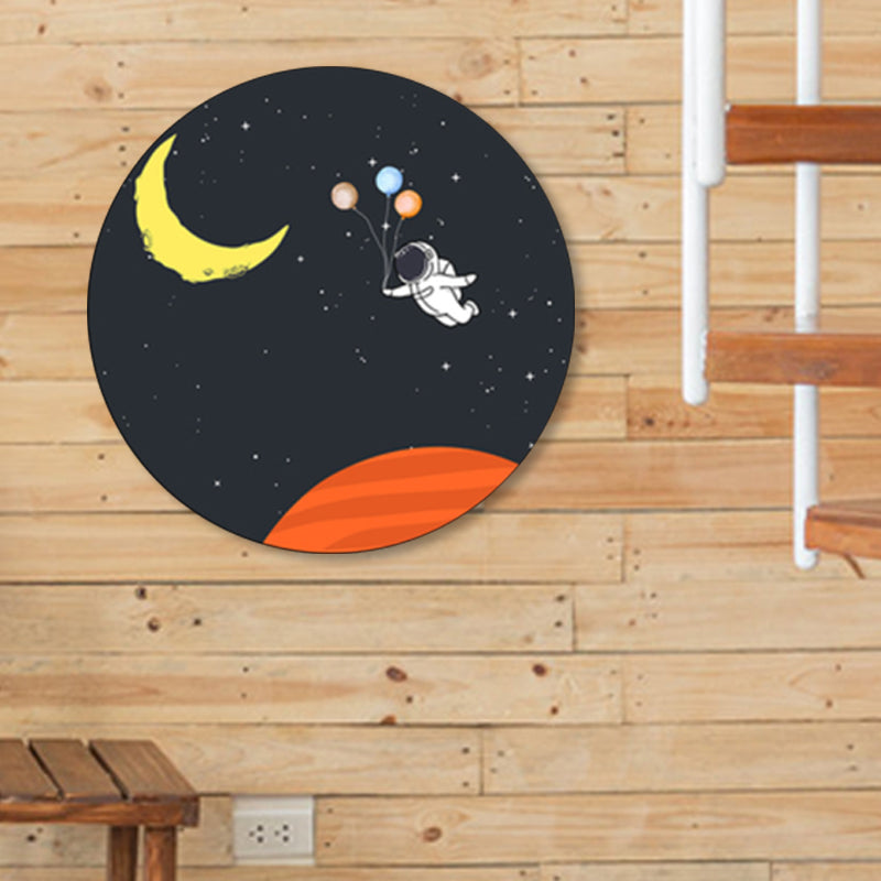 Astronaut and Moon Wall Art Decor Living Room Universe Canvas Print in Pastel Color Clearhalo 'Art Gallery' 'Canvas Art' 'Kids' Arts' 1861693
