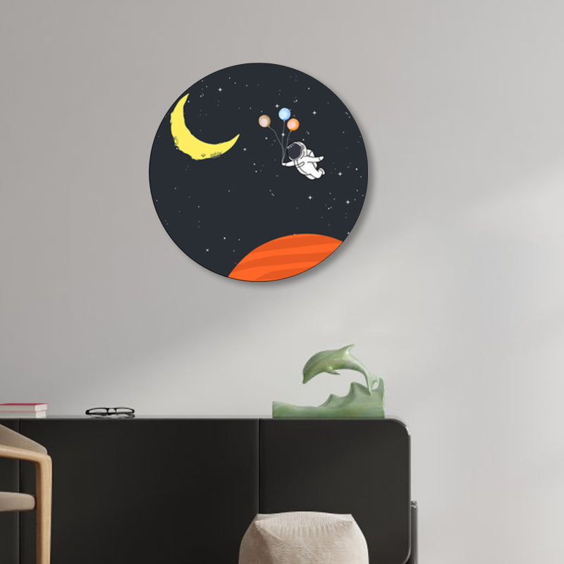 Astronaut and Moon Wall Art Decor Living Room Universe Canvas Print in Pastel Color Clearhalo 'Art Gallery' 'Canvas Art' 'Kids' Arts' 1861694