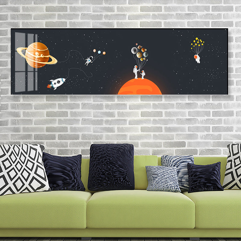 Spaceman and Planet Canvas Art Kids Style Textured Wall Decor in Soft Color for Home Clearhalo 'Art Gallery' 'Canvas Art' 'Kids' Arts' 1861709