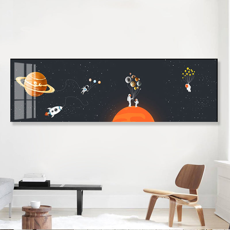 Spaceman and Planet Canvas Art Kids Style Textured Wall Decor in Soft Color for Home Clearhalo 'Art Gallery' 'Canvas Art' 'Kids' Arts' 1861710