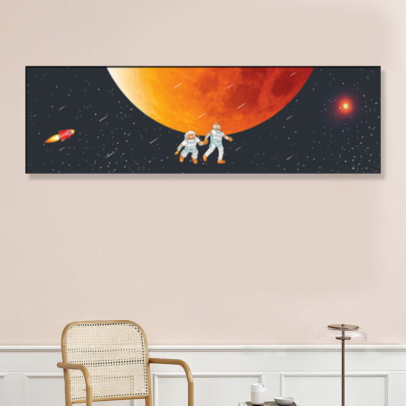 Spaceman and Planet Canvas Art Kids Style Textured Wall Decor in Soft Color for Home Clearhalo 'Art Gallery' 'Canvas Art' 'Kids' Arts' 1861714