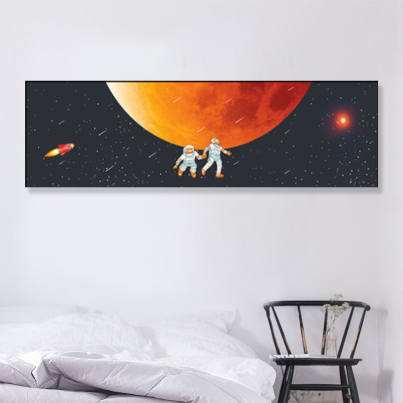 Spaceman and Planet Canvas Art Kids Style Textured Wall Decor in Soft Color for Home Clearhalo 'Art Gallery' 'Canvas Art' 'Kids' Arts' 1861715