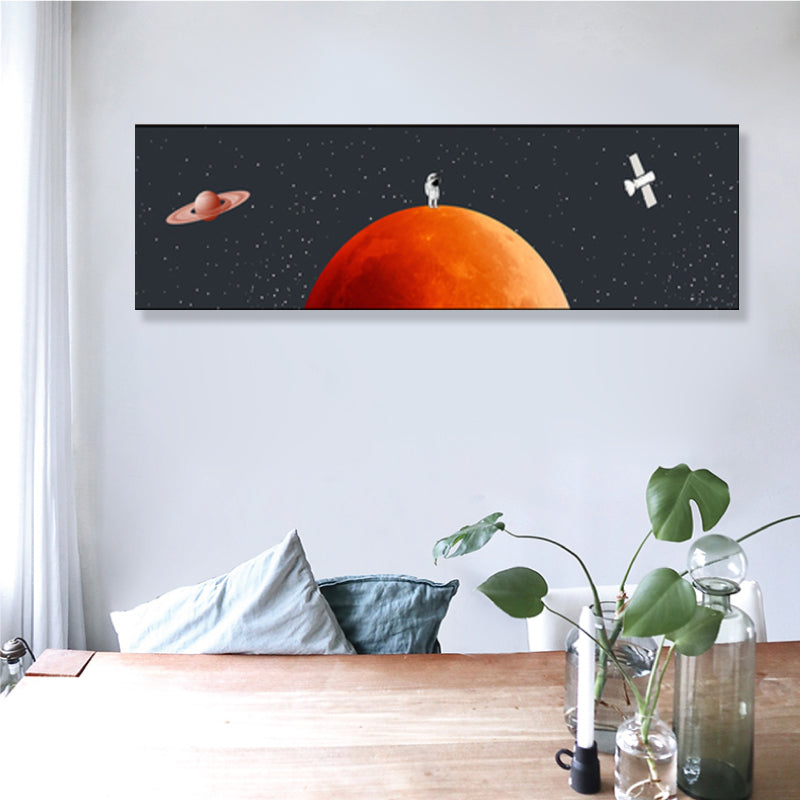 Spaceman and Planet Canvas Art Kids Style Textured Wall Decor in Soft Color for Home Clearhalo 'Art Gallery' 'Canvas Art' 'Kids' Arts' 1861718