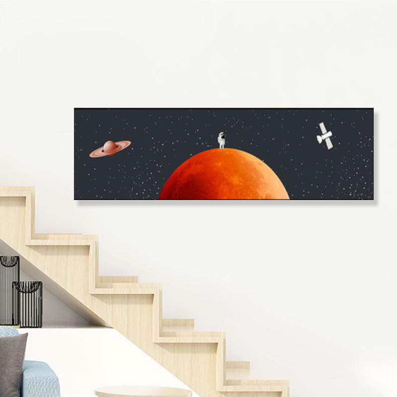 Spaceman and Planet Canvas Art Kids Style Textured Wall Decor in Soft Color for Home Clearhalo 'Art Gallery' 'Canvas Art' 'Kids' Arts' 1861719