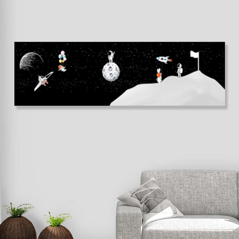 Spaceman and Planet Canvas Art Kids Style Textured Wall Decor in Soft Color for Home Clearhalo 'Art Gallery' 'Canvas Art' 'Kids' Arts' 1861722