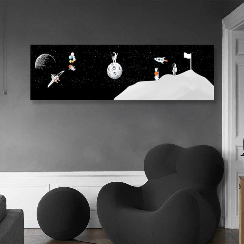 Spaceman and Planet Canvas Art Kids Style Textured Wall Decor in Soft Color for Home Clearhalo 'Art Gallery' 'Canvas Art' 'Kids' Arts' 1861723