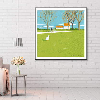 Pastel Painting Lodge Wall Art Nature Scenery Modern Textured Canvas for Bedroom Green Clearhalo 'Arts' 'Canvas Art' 1861739