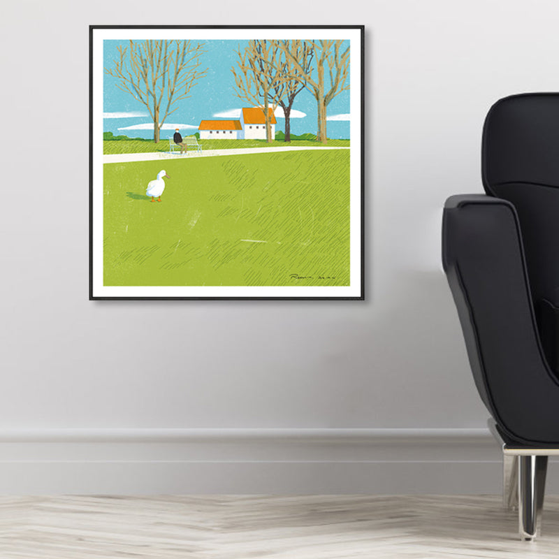 Pastel Painting Lodge Wall Art Nature Scenery Modern Textured Canvas for Bedroom