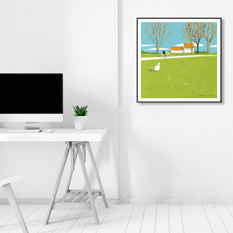 Pastel Painting Lodge Wall Art Nature Scenery Modern Textured Canvas for Bedroom Clearhalo 'Arts' 'Canvas Art' 1861741