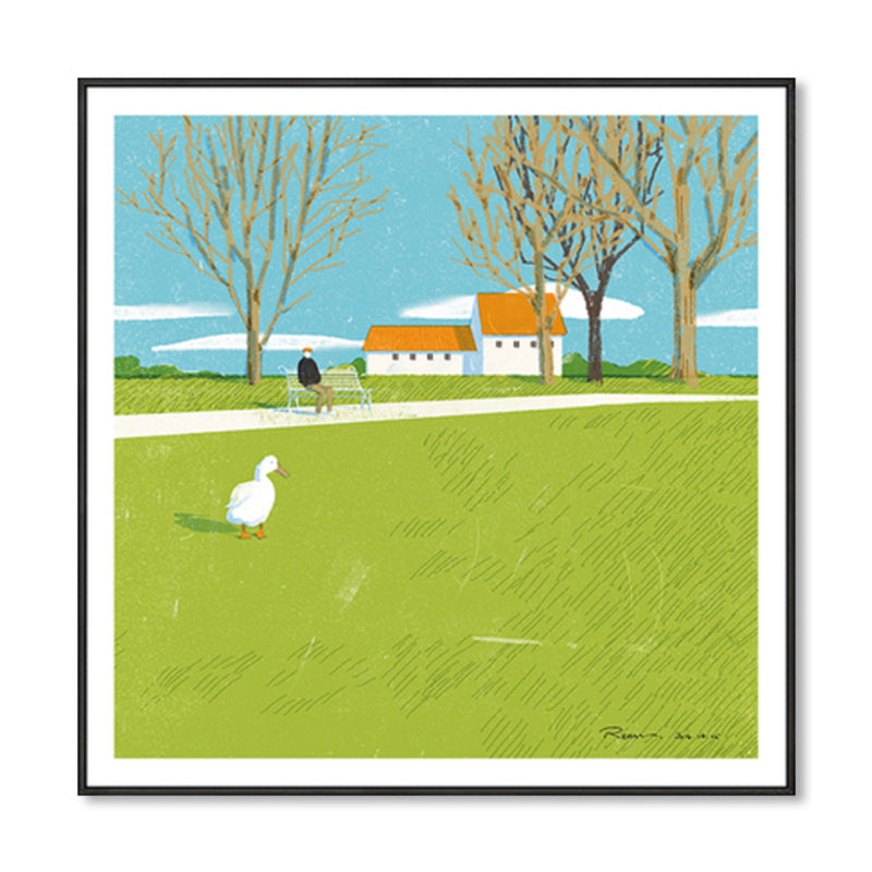 Pastel Painting Lodge Wall Art Nature Scenery Modern Textured Canvas for Bedroom Clearhalo 'Arts' 'Canvas Art' 1861742