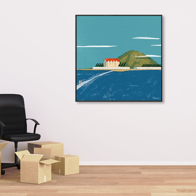 Pastel Painting Lodge Wall Art Nature Scenery Modern Textured Canvas for Bedroom Clearhalo 'Arts' 'Canvas Art' 1861748